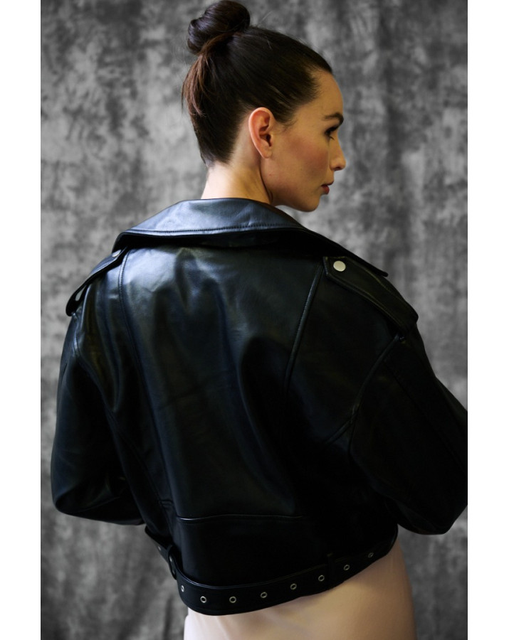 KIKISIX ΚΡΟΠ ΜΑΥΡΟ ΜΠΟΥΦΑΝ ΑΠΟ ΟΙΚΟΛΟΓΙΚΟ ΔΕΡΜΑ KXGI1780BLK