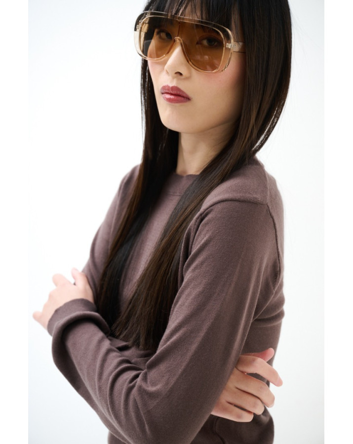 KIKISIX ΜΑΚΡΥΜΑΝΙΚΗ ΜΠΛΟΥΖΑ ΜΕ ΣΤΡΟΓΓΥΛΗ ΛΑΙΜΟΚΟΨΗ KXMA1891BLK