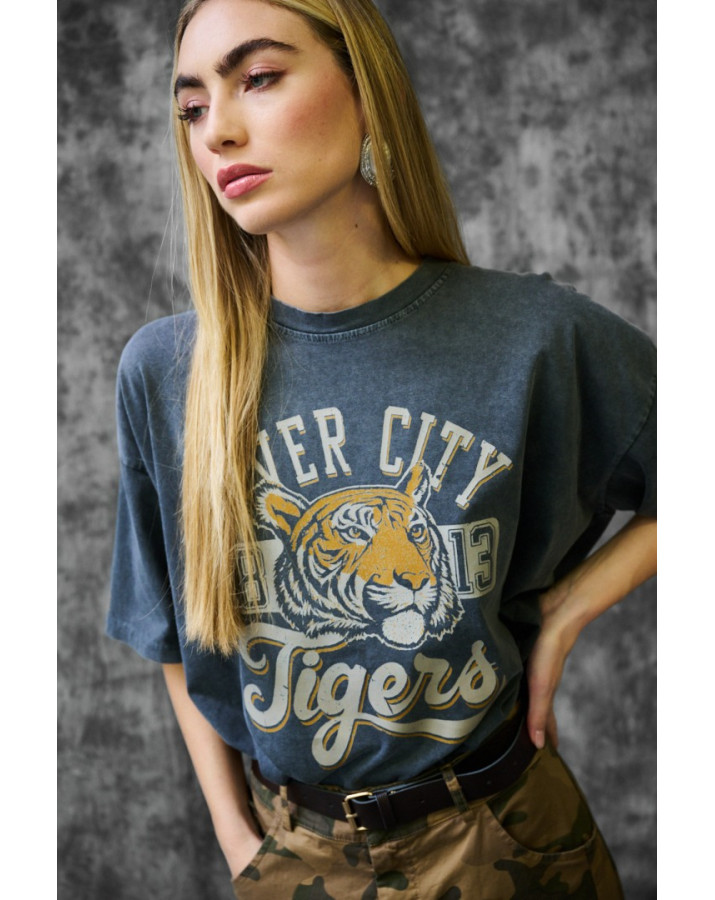 KIKISIX KONTOMANIKH ΜΠΛΟΥΖΑ ΜΕ ΣΤΑΜΠΑ KXTS2119GRY