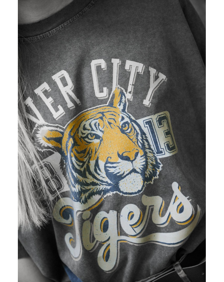 KIKISIX KONTOMANIKH ΜΠΛΟΥΖΑ ΜΕ ΣΤΑΜΠΑ KXTS2119GRY