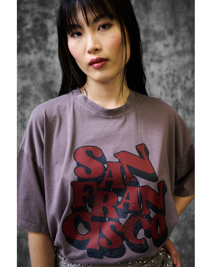 KIKISIX ΚΟΝΤΟΜΑΝΙΚΗ ΜΠΛΟΥΖΑ ΜΕ ΣΤΑΜΠΑ "SAN FRANCISCO" KXTS2120GRY