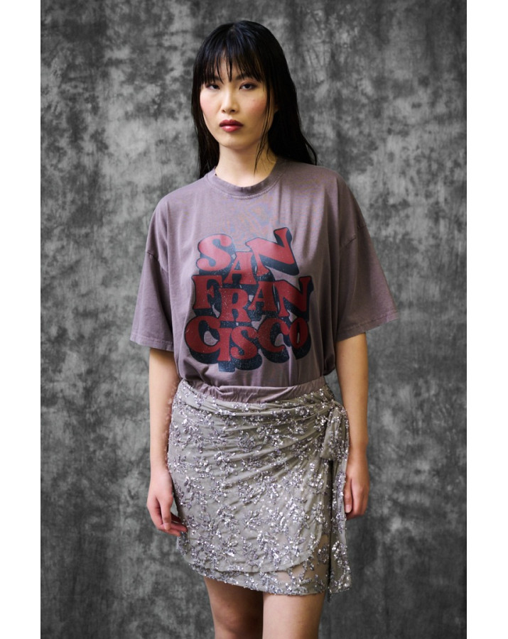 KIKISIX ΚΟΝΤΟΜΑΝΙΚΗ ΜΠΛΟΥΖΑ ΜΕ ΣΤΑΜΠΑ "SAN FRANCISCO" KXTS2120GRY