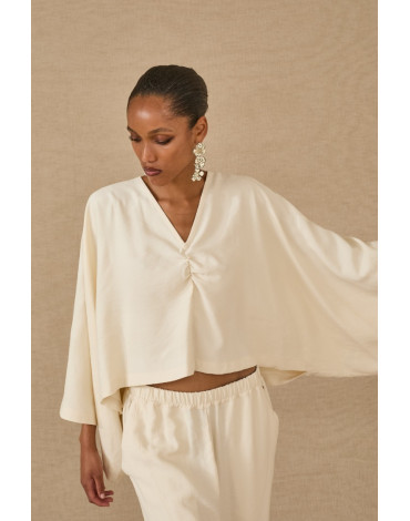 SOUVENIR ΜΠΛΟΥΖΑ ME ΦΑΡΔΥΑ ΜΑΝΙΚΙΑ ΚΑΙ ΣΤΡΙΦΩΜΑ ΜΠΡΟΣΤΑ ΣΤΗ V ΛΑΙΜΟΚΟΨΗ S39M0305