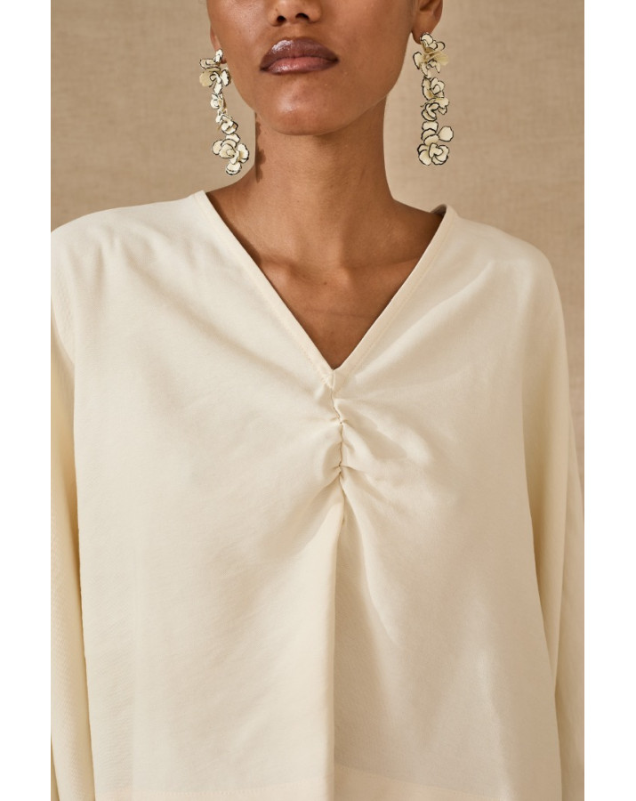 SOUVENIR ΜΠΛΟΥΖΑ ME ΦΑΡΔΥΑ ΜΑΝΙΚΙΑ ΚΑΙ ΣΤΡΙΦΩΜΑ ΜΠΡΟΣΤΑ ΣΤΗ V ΛΑΙΜΟΚΟΨΗ S39M0305