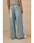 SOUVENIR Τζιν φαρδιά παντελόνα με στρίφωμα μπροστά M0358