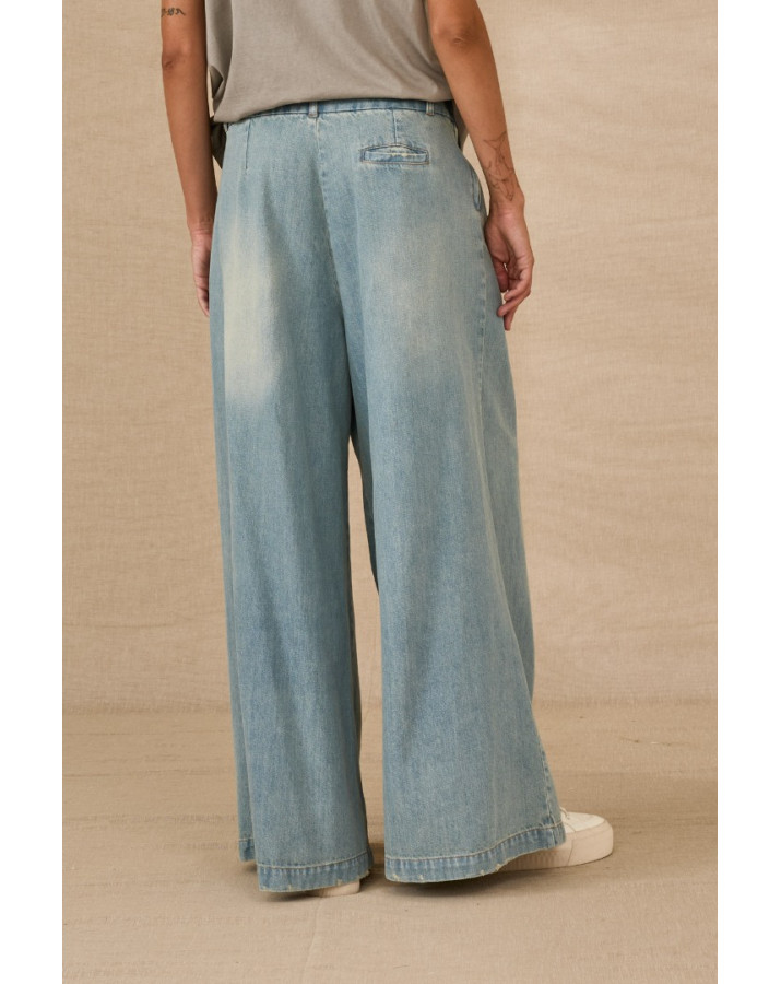 SOUVENIR Τζιν φαρδιά παντελόνα με στρίφωμα μπροστά M0358