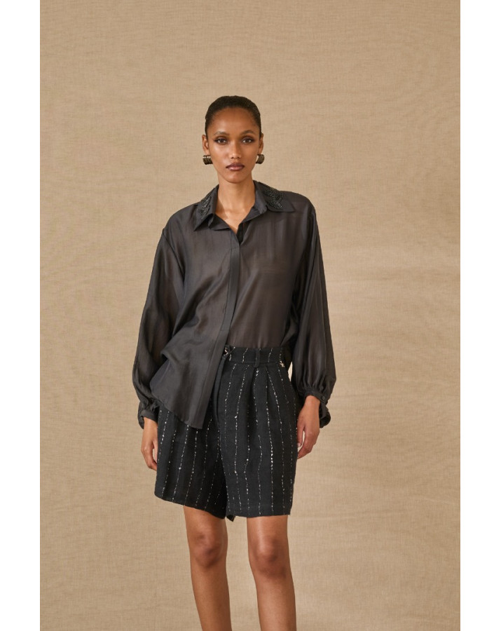 SOUVENIR ΗΜΙΔΙΑΦΑΝΟ ΜΑΥΡΟ ΠΟΥΚΑΜΙΣΟ ΜΕ ΛΕΠΤΟΜΕΡΙΕΣ ΣΤΟ ΓΙΑΚΑ T39R0130