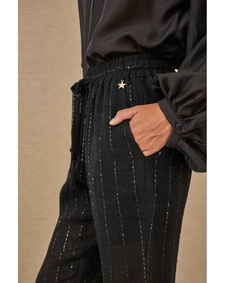 SOUVENIR ΜΑΥΡΟ ΠΑΝΤΕΛΟΝΙ ΜΕ ΑΣΗΜΙ ΡΙΓΕΣ S39M0392