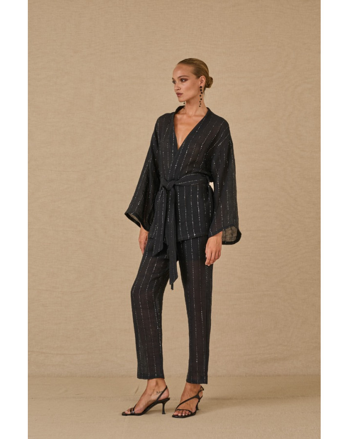 SOUVENIR ΜΑΥΡΟ ΠΑΝΤΕΛΟΝΙ ΜΕ ΑΣΗΜΙ ΡΙΓΕΣ S39M0392