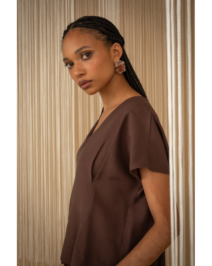 PHILIA LOFT ΚΟΝΤΟΜΑΝΙΚΗ ΚΑΦΕ ΜΠΛΟΥΖΑ ΜΕ V ΛΑΙΜΟΚΟΨΗ LOFT P02P0113