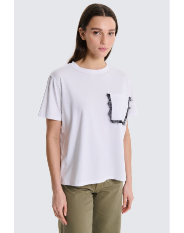 TWO WAY ΑΣΠΡΗ ΚΟΝΤΟΜΑΝΙΚΗ ΜΠΛΟΥΖΑ ΜΕ ΔΑΝΤΕΛΑ ΣΤΗ ΤΣΕΠΗ TS26SD1467