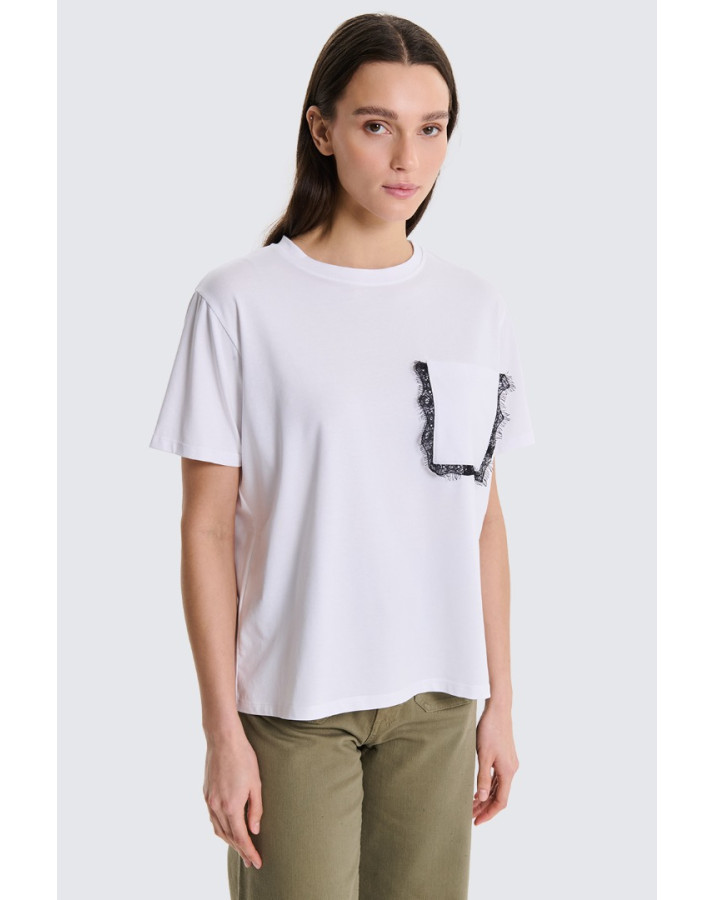 TWO WAY ΑΣΠΡΗ ΚΟΝΤΟΜΑΝΙΚΗ ΜΠΛΟΥΖΑ ΜΕ ΔΑΝΤΕΛΑ ΣΤΗ ΤΣΕΠΗ TS26SD1467