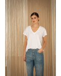 PHILIA LOFT Άσπρο T-shirt με V λαιμόκοψη E0053