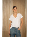 PHILIA LOFT Άσπρο T-shirt με V λαιμόκοψη E0053