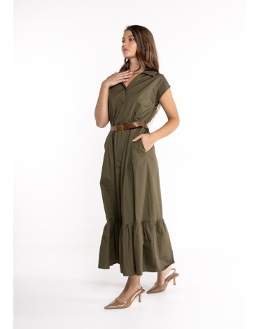 LOKITA Φόρεμα βαμβακέρο κλοςμε ζωνάκι στη μέση LOK7342