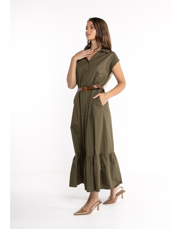 LOKITA Φόρεμα βαμβακέρο κλοςμε ζωνάκι στη μέση LOK7342