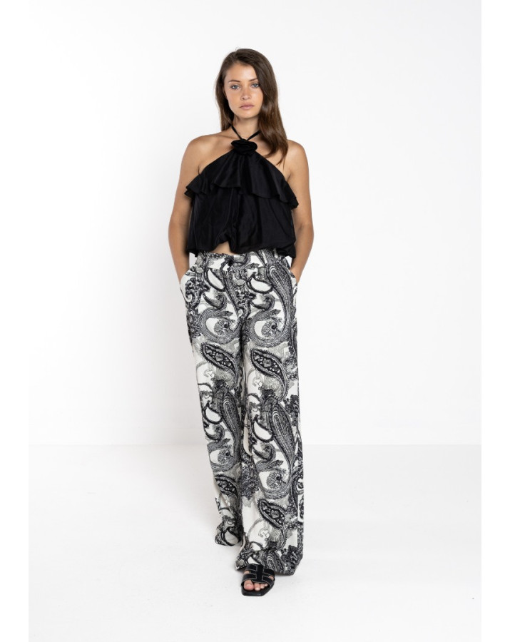 LOKITA Μπλούζα εξώπλατη με βολάν και μπουντουνίερα μπροστά LOK2665