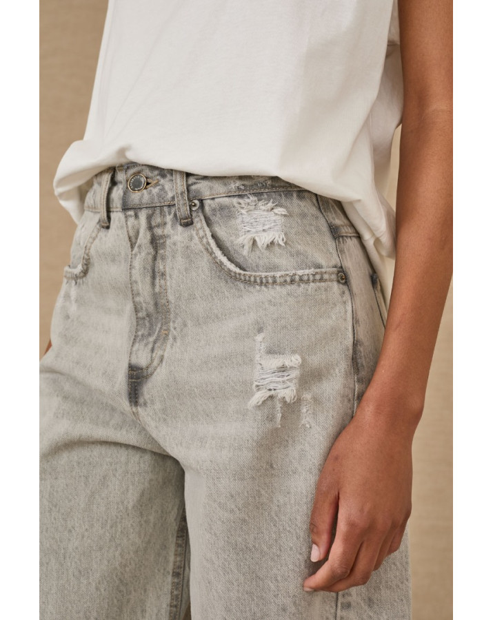 SOUVENIR Tζιν Ξεβαμένο γκρι cotton a0141s0025