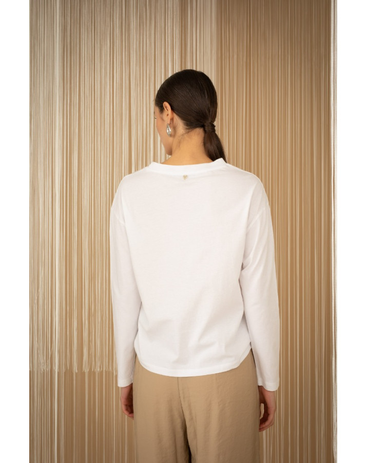 PHILIA LOFT Μακριμάνικη μπλούζα με V λαιμόκοψη E0054