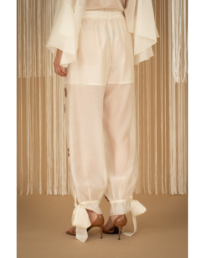 PHILIA LOFT Παντελόνι με σχέδια και δεσίματα στο τελείωμα E0245