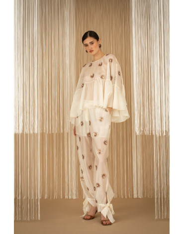 PHILIA LOFT Παντελόνι με σχέδια και δεσίματα στο τελείωμα E0245