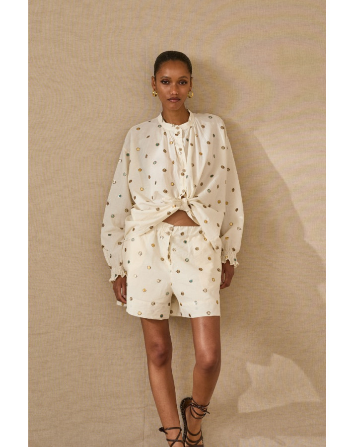 SOUVENIR ΠΟΥΚΑΜΙΣΟ ΜΕ ΣΤΡΟΓΓΥΛΗ ΛΑΙΜΟΚΟΨΗ ΚΑΙ ΕΝΣΩΜΑΤΩΜΕΝΑ ΤΡΟΥΞ S39M0362