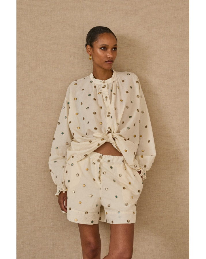 SOUVENIR ΠΟΥΚΑΜΙΣΟ ΜΕ ΣΤΡΟΓΓΥΛΗ ΛΑΙΜΟΚΟΨΗ ΚΑΙ ΕΝΣΩΜΑΤΩΜΕΝΑ ΤΡΟΥΞ S39M0362