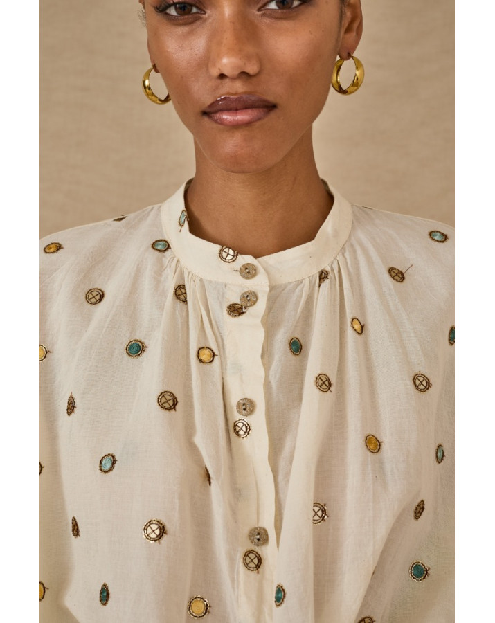 SOUVENIR ΠΟΥΚΑΜΙΣΟ ΜΕ ΣΤΡΟΓΓΥΛΗ ΛΑΙΜΟΚΟΨΗ ΚΑΙ ΕΝΣΩΜΑΤΩΜΕΝΑ ΤΡΟΥΞ S39M0362