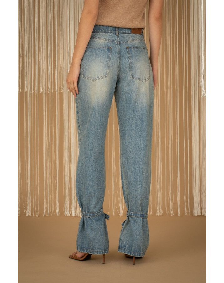 PHILIA LOFT Τζιν με δεσίματα στο τελείωμα A0180