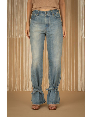 PHILIA LOFT Τζιν με δεσίματα στο τελείωμα A0180