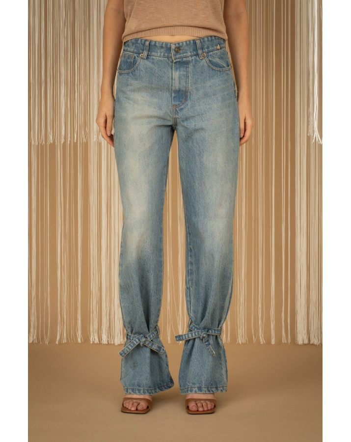 PHILIA LOFT Τζιν με δεσίματα στο τελείωμα A0180