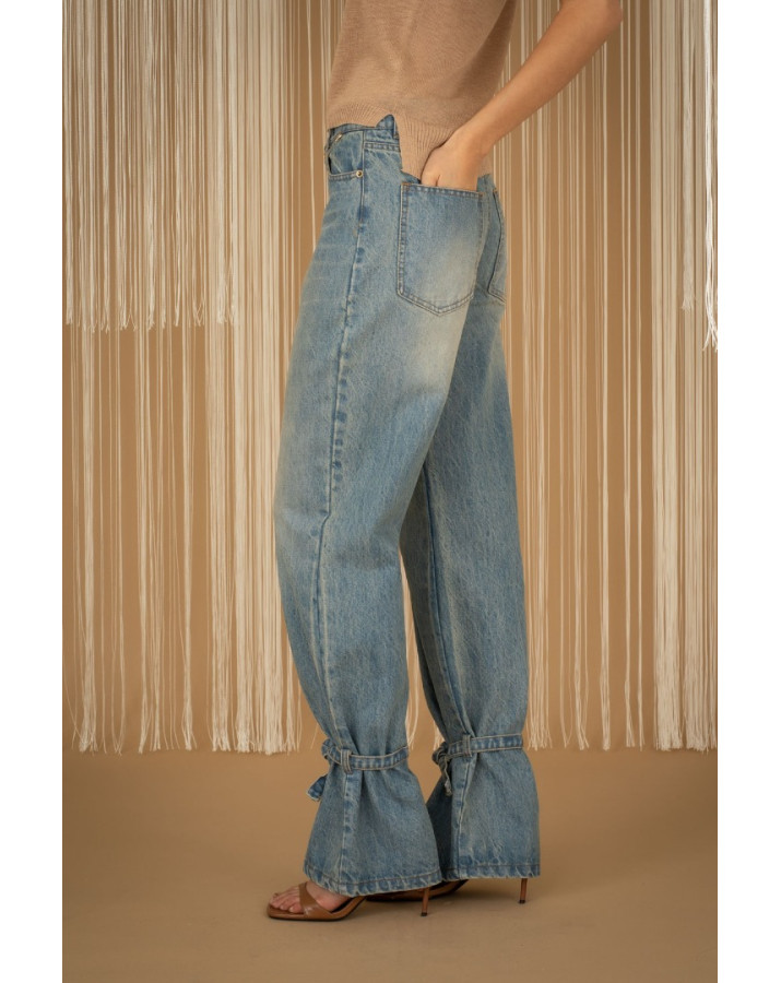 PHILIA LOFT Τζιν με δεσίματα στο τελείωμα A0180